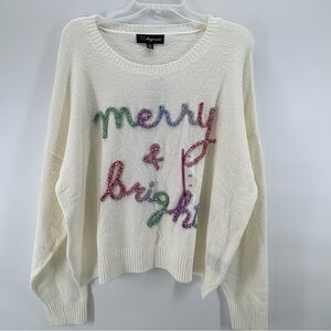 33 Degrees sz XXL White Merry & Bright Winter Pullover Crewneck Sweater New